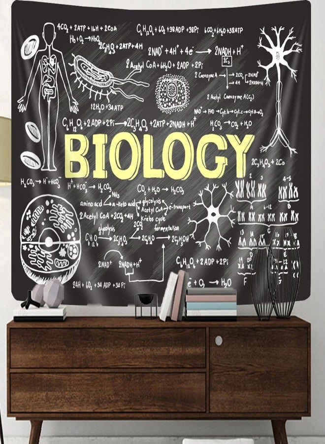Uokiuki Science Tapestry, Educational Tapestry for Teen Teacher Student, Hand drawn Biology on Chalkboard Tapestry Wall Hanging for Classroom Bedroom Living Room Dorm 60 X 40 Inch - Image 1